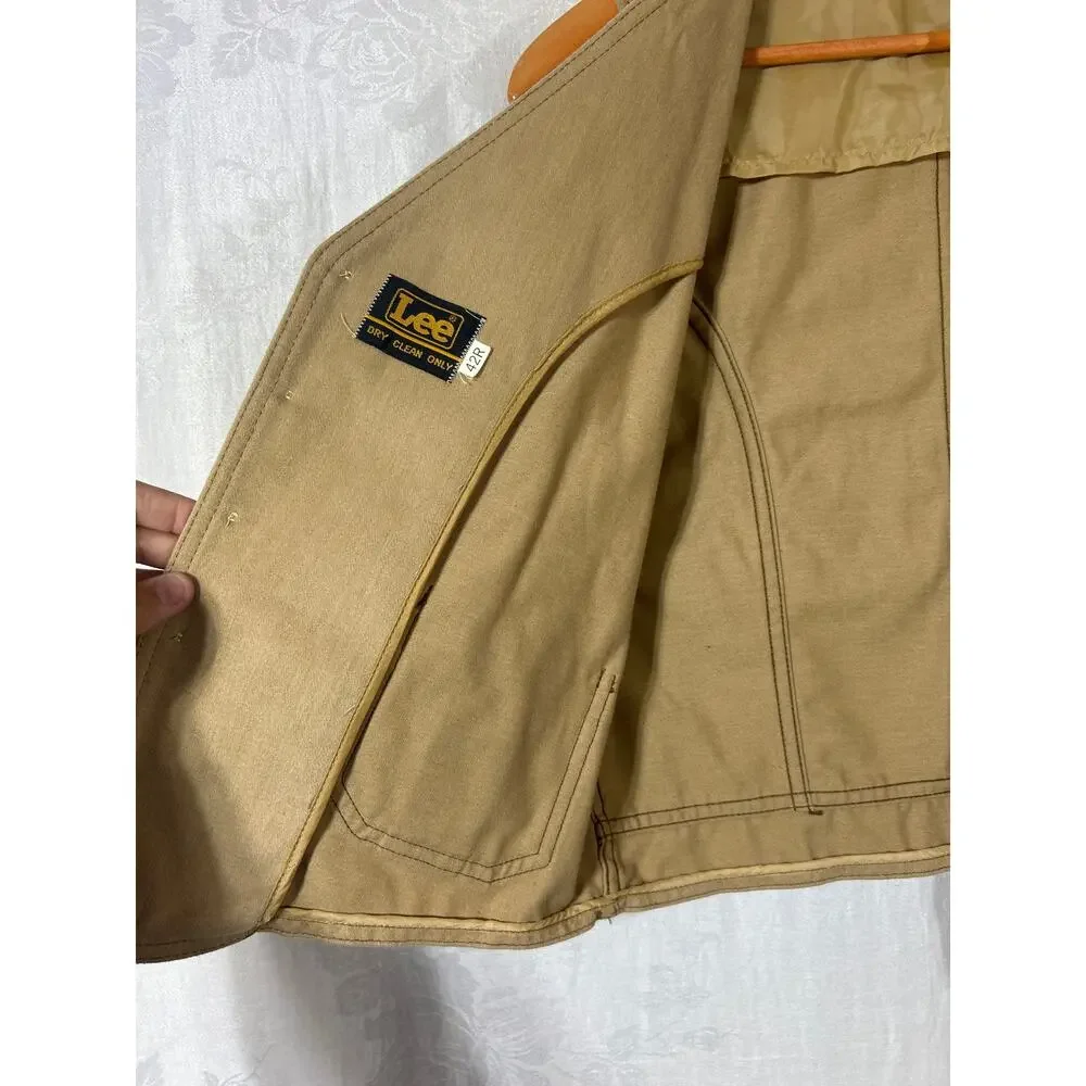 Vintage Vest Separate-Lees by Lee 42R Tan Waistcoat 70s Western Pockets